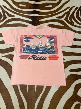 Vintage 80s Hobie Single Stitch Surfing Sailing Shirt Size Medium Grunge Ripped
